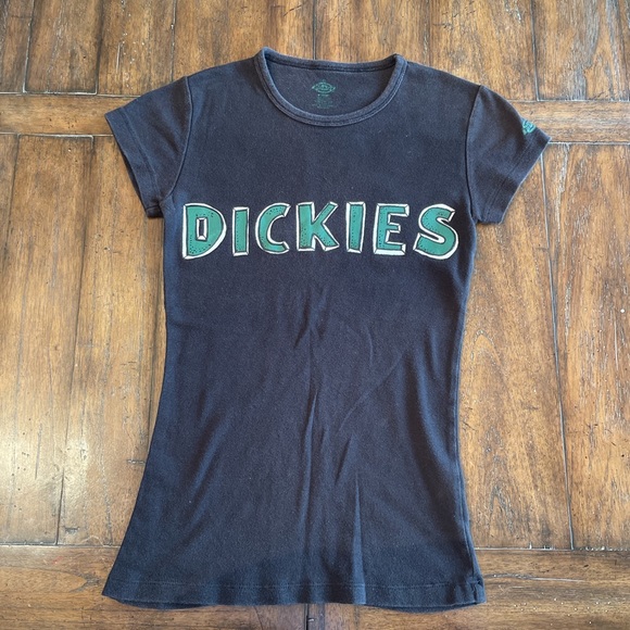 Dickies t shirt grafic “dickies girl” green and black y2k baby tee size small - Picture 1 of 4